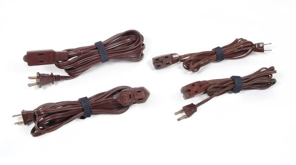Lot of 4 Vintage Brown 3-Plug Extension Cords 1