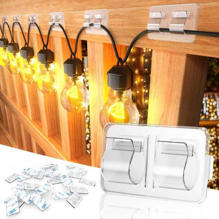 Hooks for Outdoor String Lights Clips: 25Pcs Heavy Duty Cable Clips wi 1