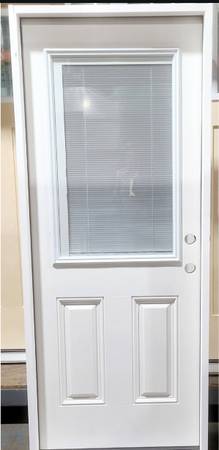 New 32" 1/2 Glass w/Blinds LH Inswing Fiberglass Exterior Entry Door 1