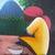 CHARMING HAITIAN WOMEN FIGURES FOLK ART OIL PAINTING SIGNED THOMAS 3 thumbnail