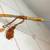 Vintage Umbrella with Orange Background, White Flowers, Acrylic Handle 7 thumbnail