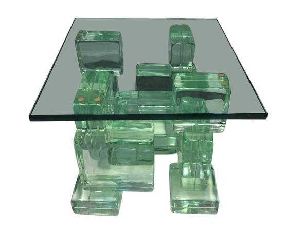 Mid-Century Modern Incredible Italian Ice Glass Cube Table 1