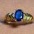 Vintage Natural Oval Sapphire in 14K Gold Ribbed Step Ring Mounting 4 thumbnail