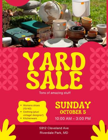 YARD SALE 10/5 * Riverdale Park, MD * Tons of great stuff 1