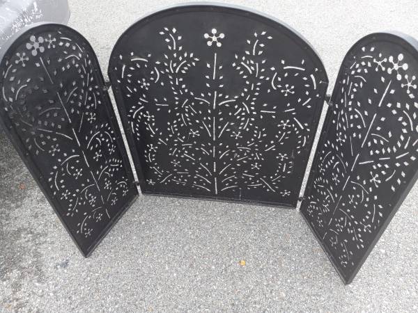 Elaborate Metal Hand Punched Fireplace Screen 1