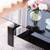 Black Glass Top Cocktail Coffee Table with Wooden Legs Chrome Details 4 thumbnail