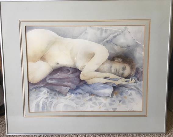 Original Water Color Painting Nude w/ Frame 1