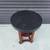 Unusual Arts and Crafts Style  Round Oak Side Table with Metal Top. 4 thumbnail