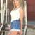 Cut off Levi Shorts - "Daisy Dukes" with White Eyelet Lace Trim. 1 thumbnail
