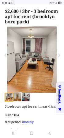 $2,600 / 3br - 3 bedroom  apt for rent (brooklyn boro park)63788738584195120