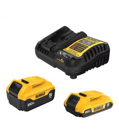 DEWALT 20V MAX Lithium-lon Battery Kit with 5.0Ah and 2.0Ah Battery and Charger 1