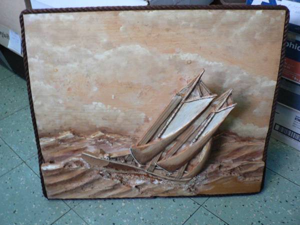 Wooden sailboat 3-D wall picture by Frank Hawboldt 1