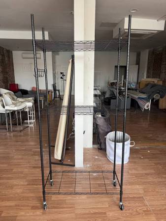 Tall Rolling Black Wire Storage Rack Cart (33.5"x16.5"x79") 1