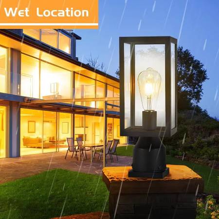 NEW! Outdoor Cast Aluminum Water/Rustproof Black Post Light New in Box 1