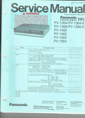Panasonic VHS Video Cassette Recorder Service Manual PV-1000 series 1