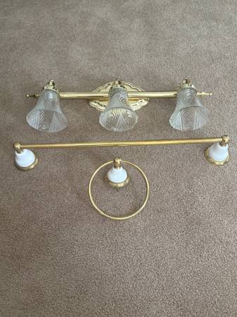 Bathroom vanity light and towel bar and ring 1