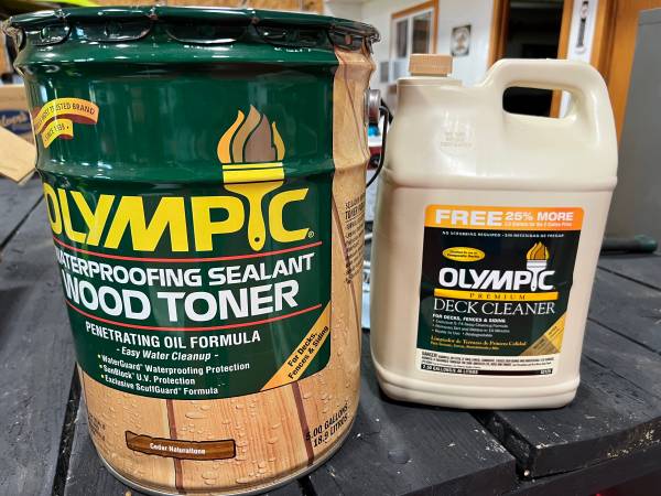 Olympic Waterproofing Sealant Wood Toner& Olympic Premium Deck Cleaner 1