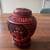 Vintage Chinese Cinnabar Covered Ginger Jar Ornate Floral Red Enamel 5 3 thumbnail