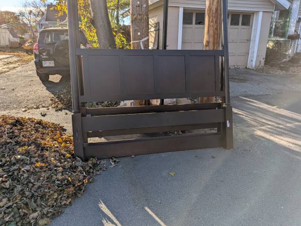 free Hard wood four poster bed frame.