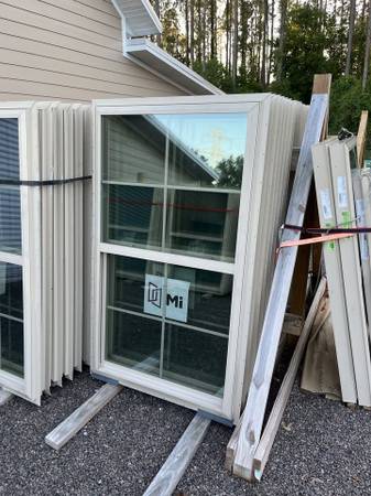 36in x 62in Mi Almond Single Hung Window 4/4 Grid Nail Fin 1