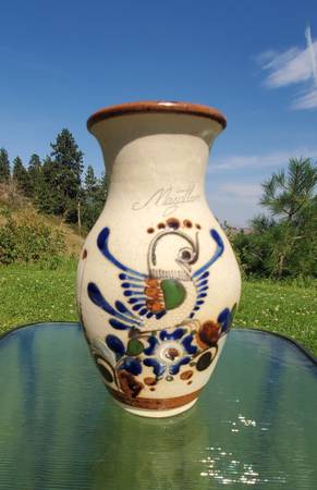 Vintage Tonala Mexican Folk Art Pottery Bird Floral Vase Signed - $20 (Wenatchee)63437223222787123