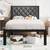 New Twin Bed Frame with Linen Upholstered Headboard, Metal Support, No Box Sprin 8 thumbnail