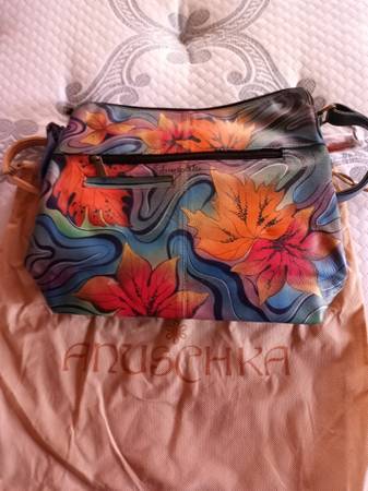 "Anuschka" Hand Painted "Leaves" Handbag 1