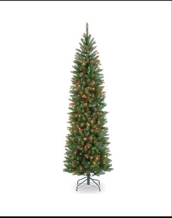 New Open Box-National Tree 6.5’ Pre-Lit Slim Multicolor Light Christma 1