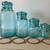 Antique Set of Blue Glass Ball Fruit Jars With Wire Bail and glass Top 6 thumbnail