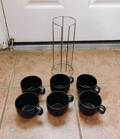 6 Coffee ☕ Cups w/Rack 1