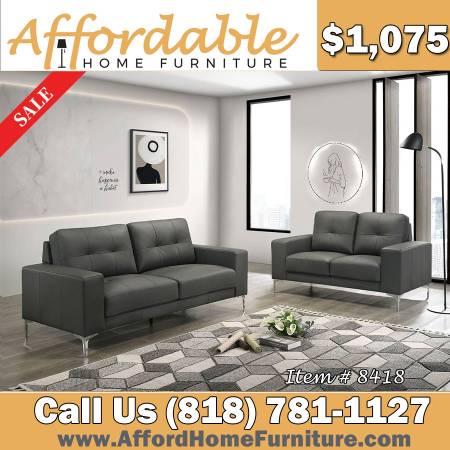 2 Pcs Top Grain Leather Sofa & Loveseat Set 1