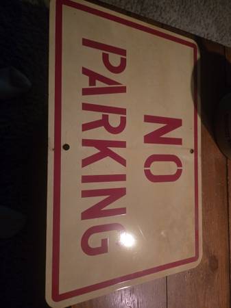 Porcelain no parking traffic sign 1