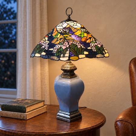 extra large tiffany-style stained glass lamp – 33” tall, gorgeous 1