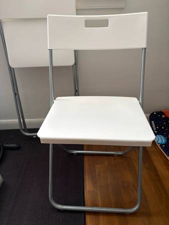 White IKEA Gunde Folding Chairs - Pair of 2 1