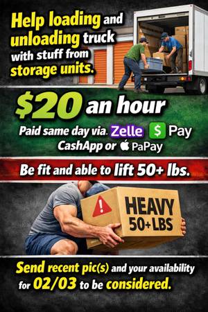 Hiring gig to help move storage unit stuff 1