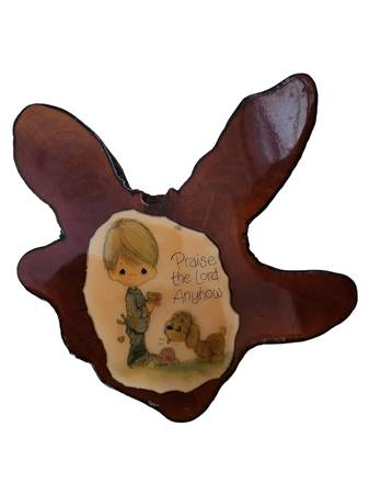 Vintage Handmade Wooden plaque that reads "Praise the Lord Anyhow" 1