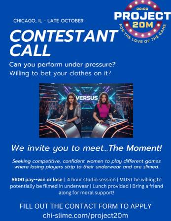 Seeking confident, competitive women to test their skills and nerve 1