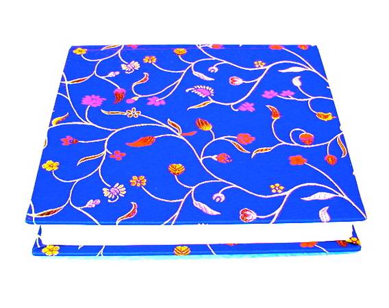 Silk Brocade Photo Album & Storage Box New Cobalt Blue Floral 1