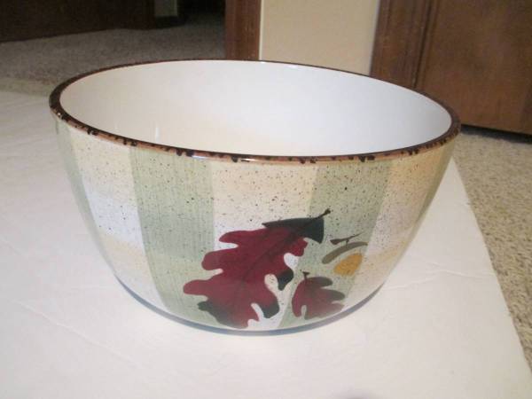 New! Round Ceramic Fall Decor Large 10" Heavy Bowl 1