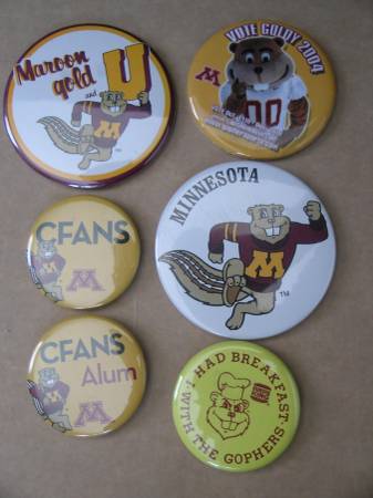 Minnesota Gophers Goldy Buttons 1
