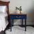 Henredon Solid Wood Side Table / Nightstand – Navy Blue & Wood Top 3 thumbnail