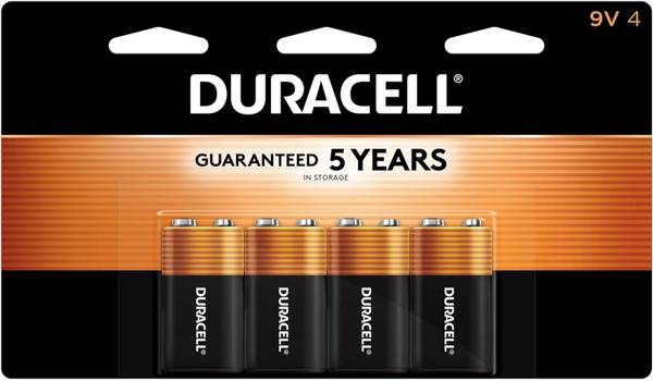 BRAND NEW-  Duracell Coppertop 9V Battery, 4 Count Pack, 9-Volt 1