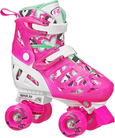 Girl's Adjustable Roller Skates, Pink/Mint, Medium (12-2) 1