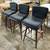 Set of 3 Article Sede Leather Swivel Counter Stools- Walnut & Black 2 thumbnail