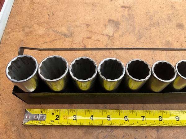 Juego de llaves de 12 puntas profundas de 1/2 pulgada, herramientas para mecánicos, fabricado en EE. UU. - $30 (HAVERTOWN, PA)63471098938241122