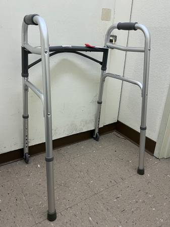 New! Adjustable Folding Walker, Front Wheels Weighing Up To 350 lb 1
