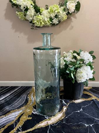 Large Green Glass Floor Vase-PRICE REDUCED! 1