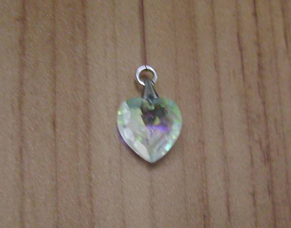Vintage Aurora Borealis 1/2" HEART PENDANT (Pendant ONLY) 1
