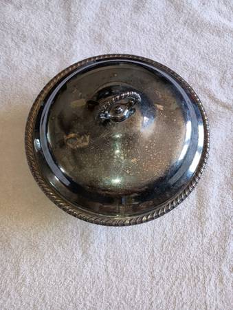 Vintage Silver Plated Round Casserole Serving Dish With Lid 1