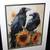 NEW Rustic Black Bird Raven Crow & Sunflowers Farmhouse Wall Decor 2 thumbnail